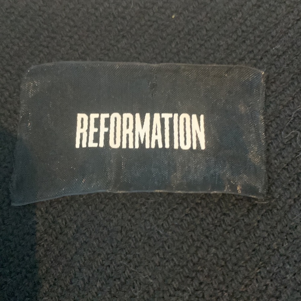 Reformation Black Double-Breasted Wool Pea Coat - Picture 2 of 4